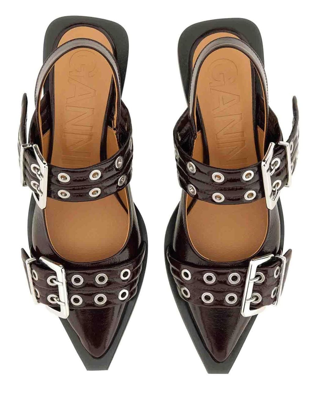 Ganni White Ballerina With Buckle Sandal