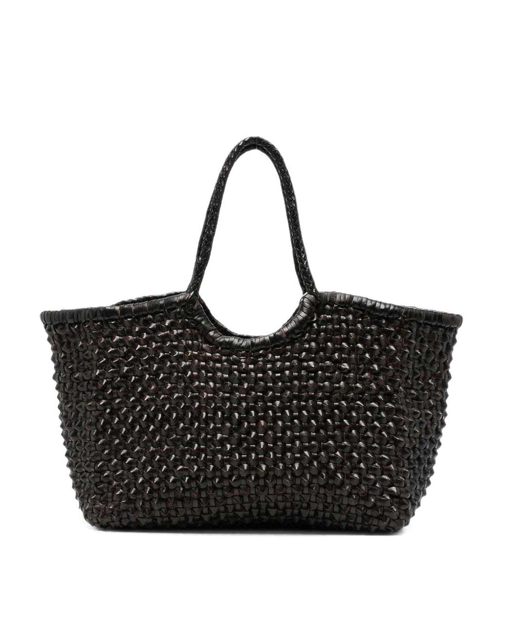 Dragon Diffusion Black Nantucket Cactus Woven Leather Tote Bag