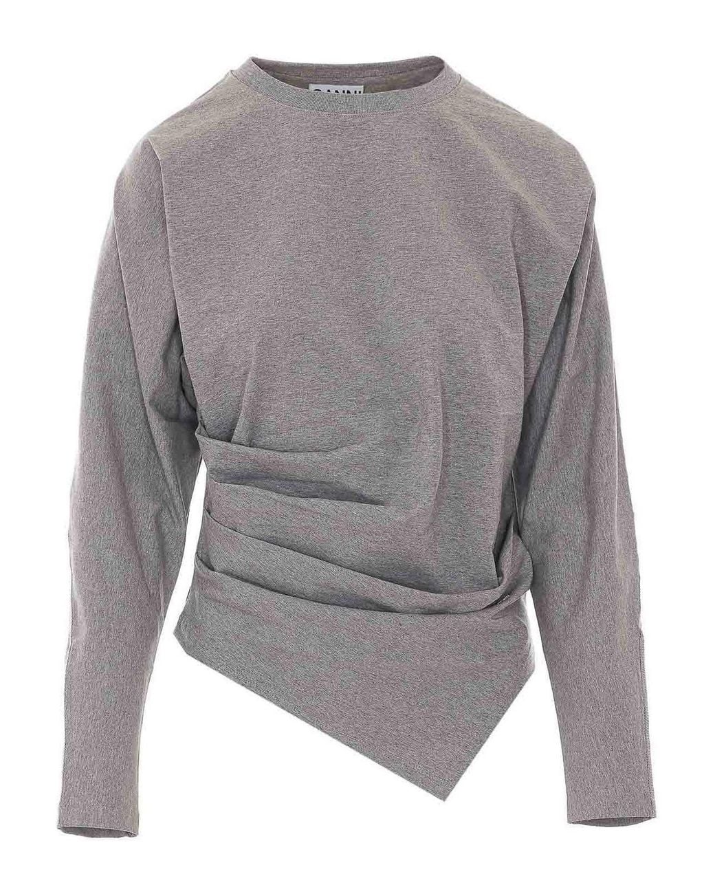 Ganni Gray Heavy Draped Sweatshirt