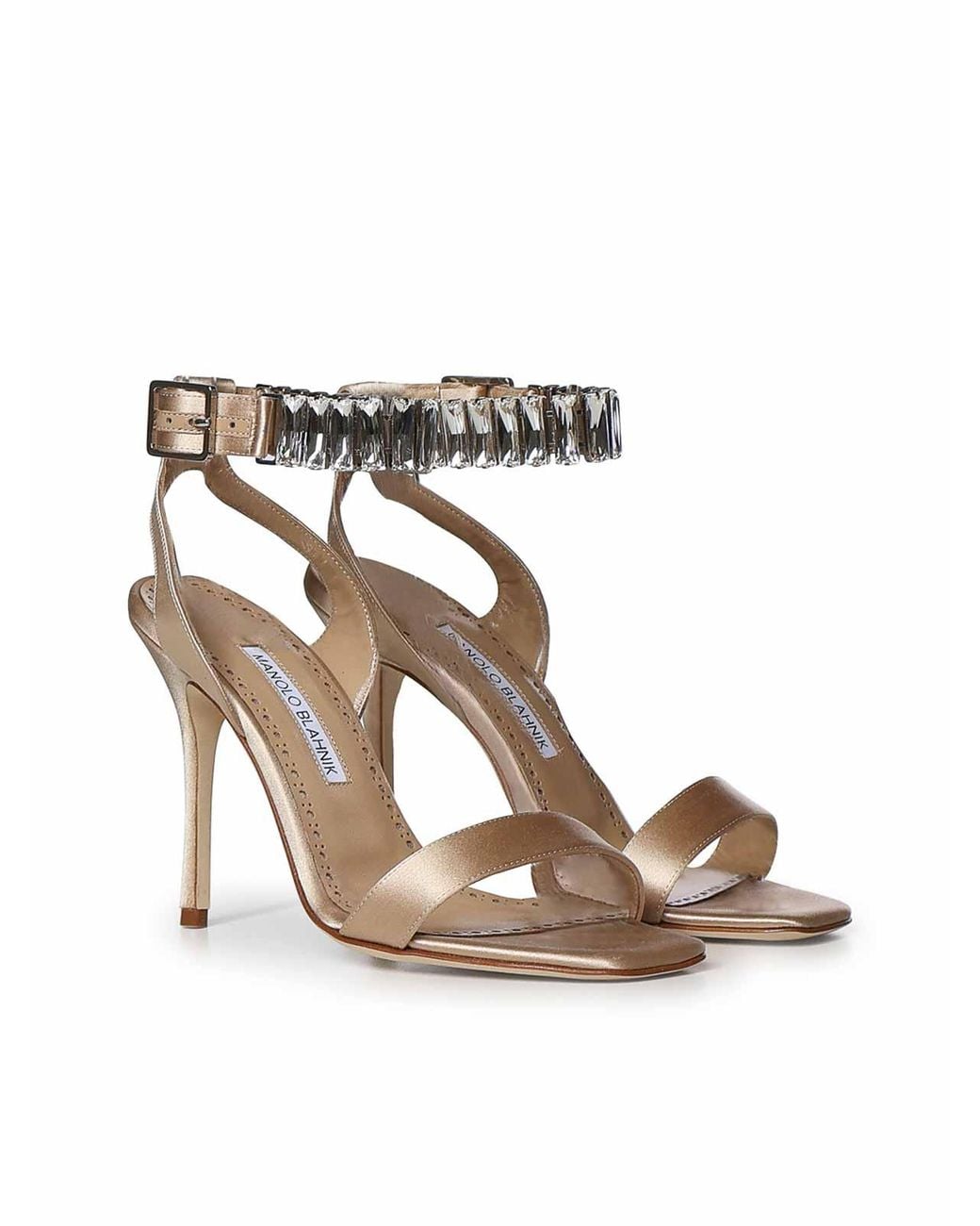 Manolo Blahnik White Bayosan Satin Sandals