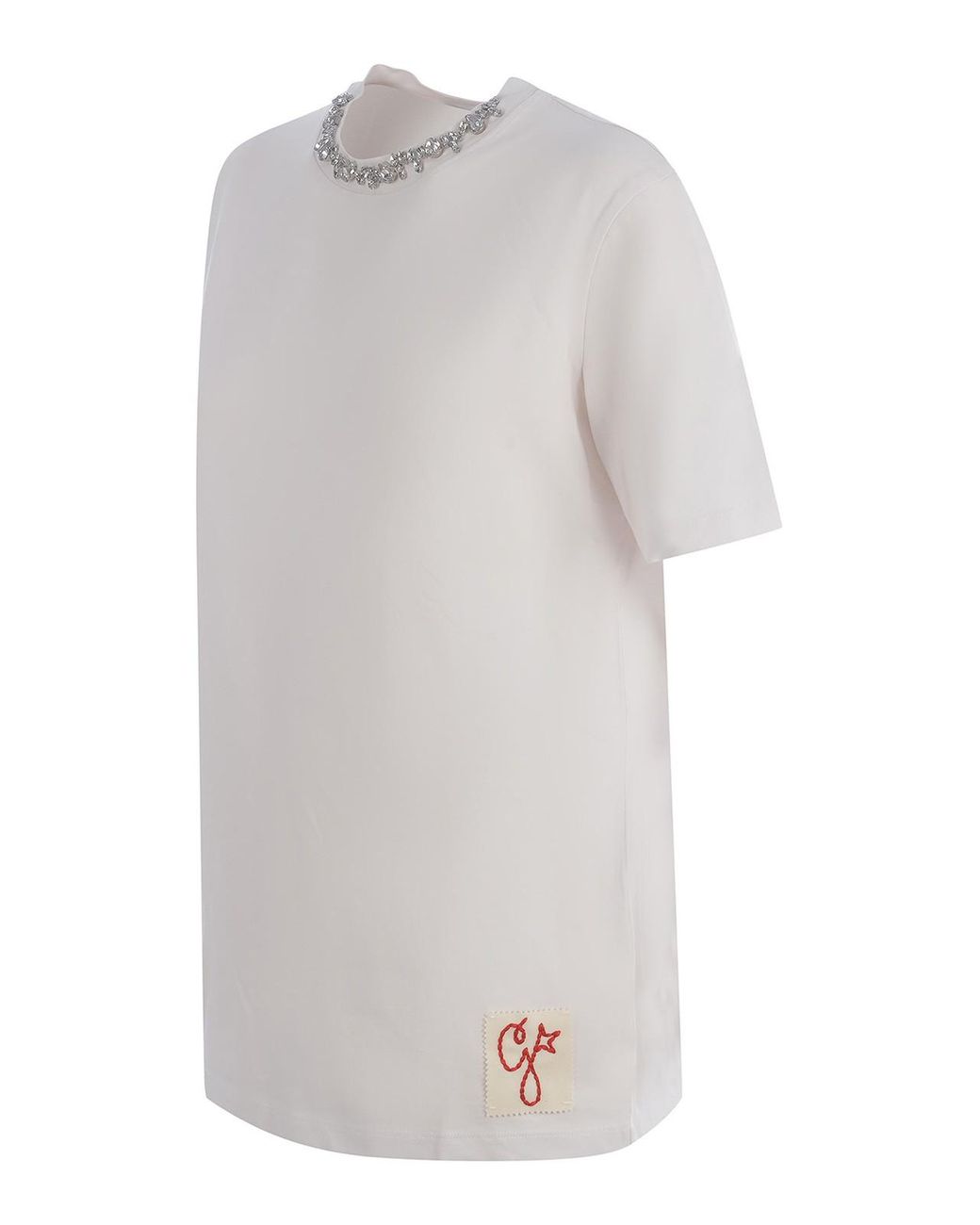 Golden Goose Deluxe Brand White T-Shirt With Crystal Necklace