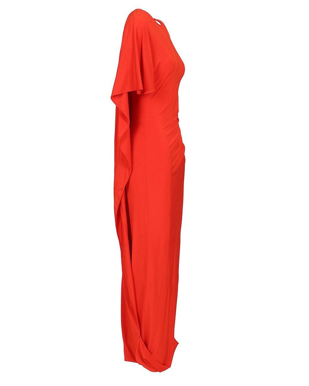 Stella McCartney Red Asymmetrical Cape Maxi Dress