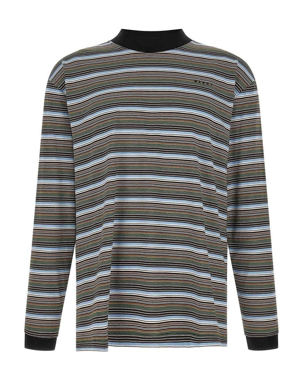 Marni Gray Striped T-Shirt for men