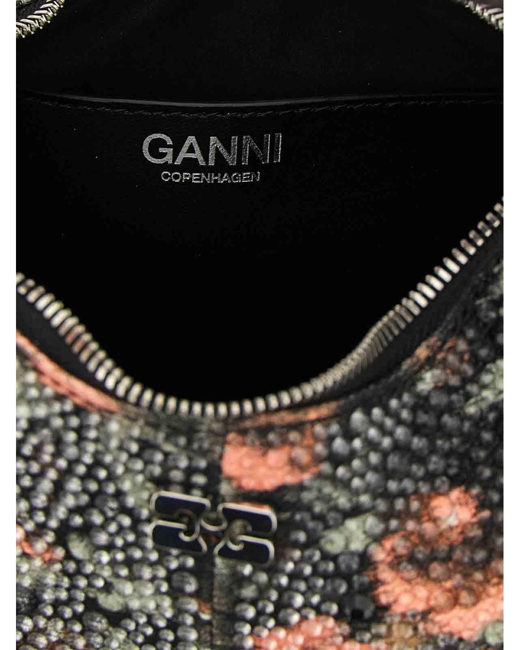 Ganni Black Mini Hobo Flowers' Handbag