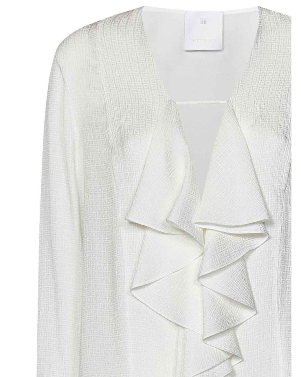 Givenchy White Long-Sleeved Silk Crpon Blouse