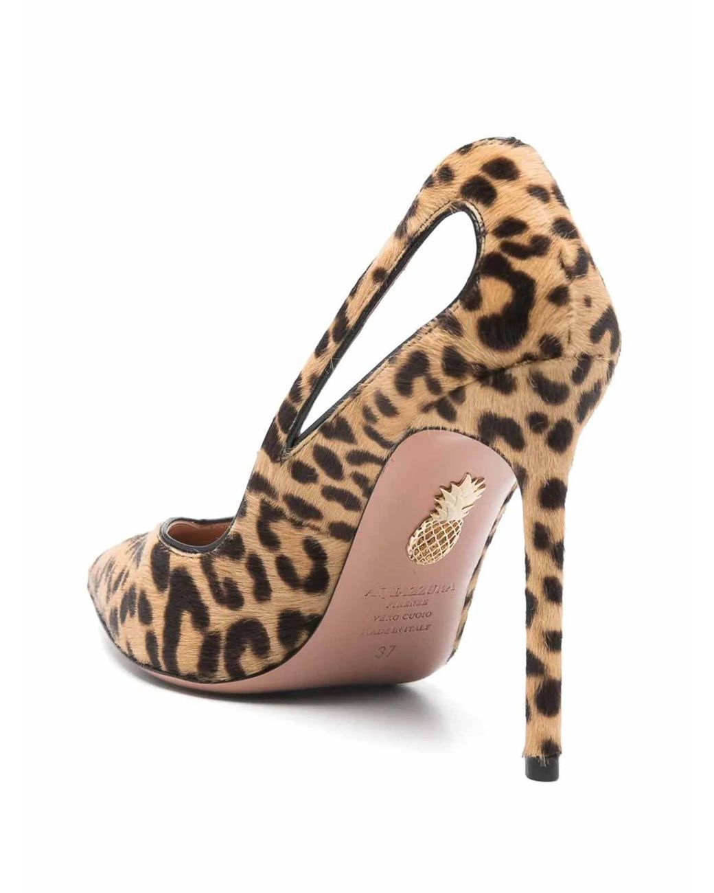 Aquazzura Metallic 105Mm Leopard-Print Cut-Out Pumps