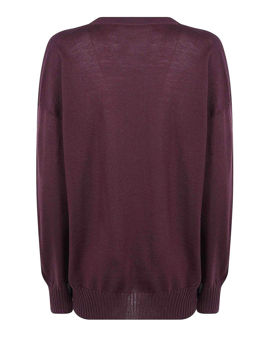 Nuur Purple Long Sleeves V Neck Sweater