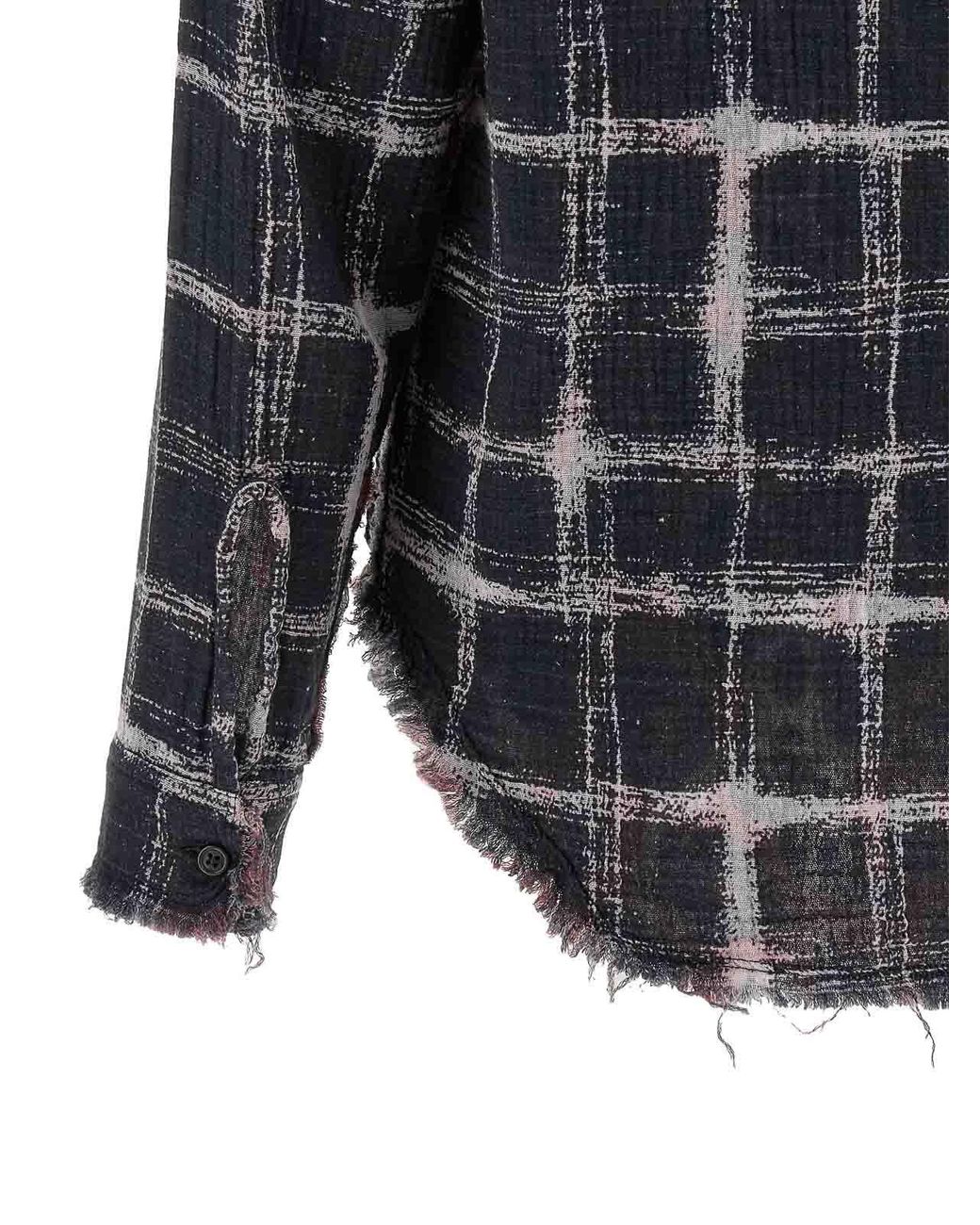 R13 Gray Fringed Hem Reversible Shirt