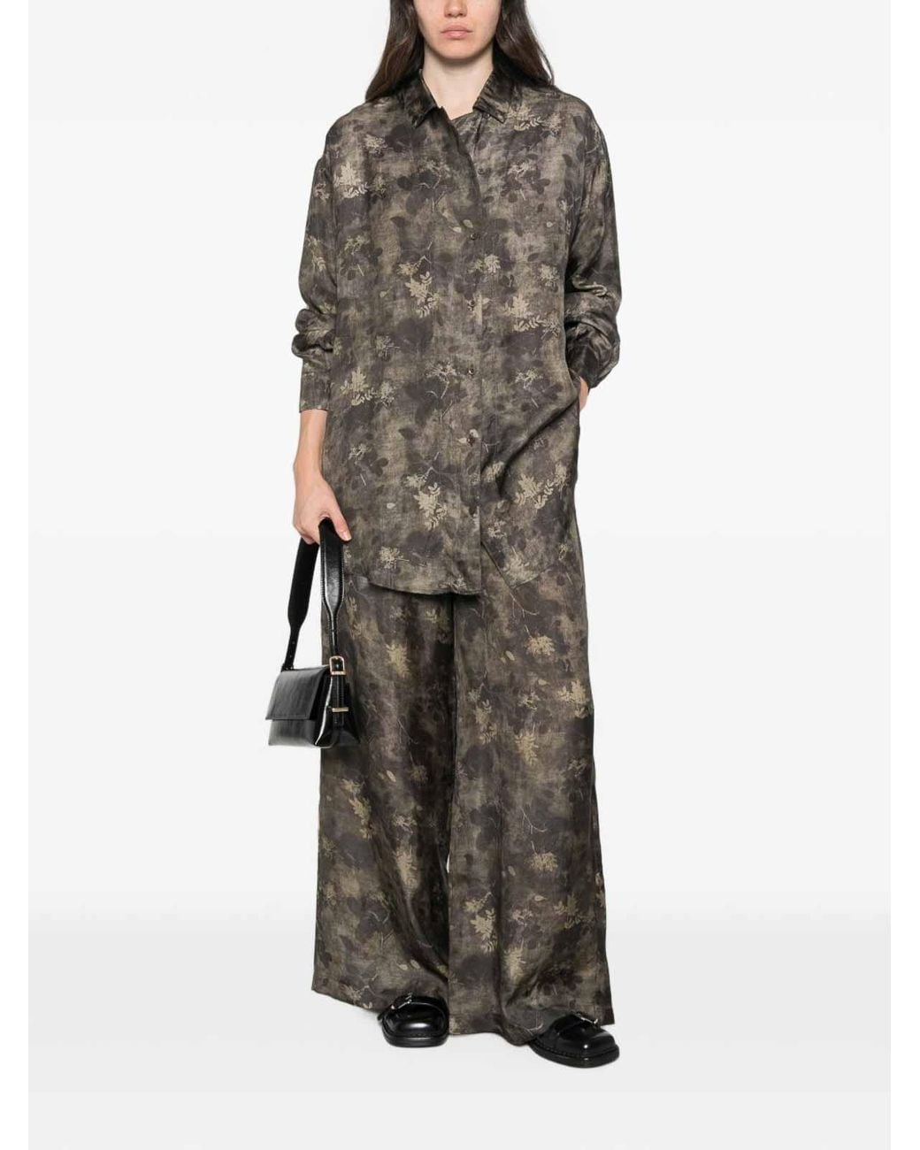 Uma Wang Green Pansy Printed Trousers