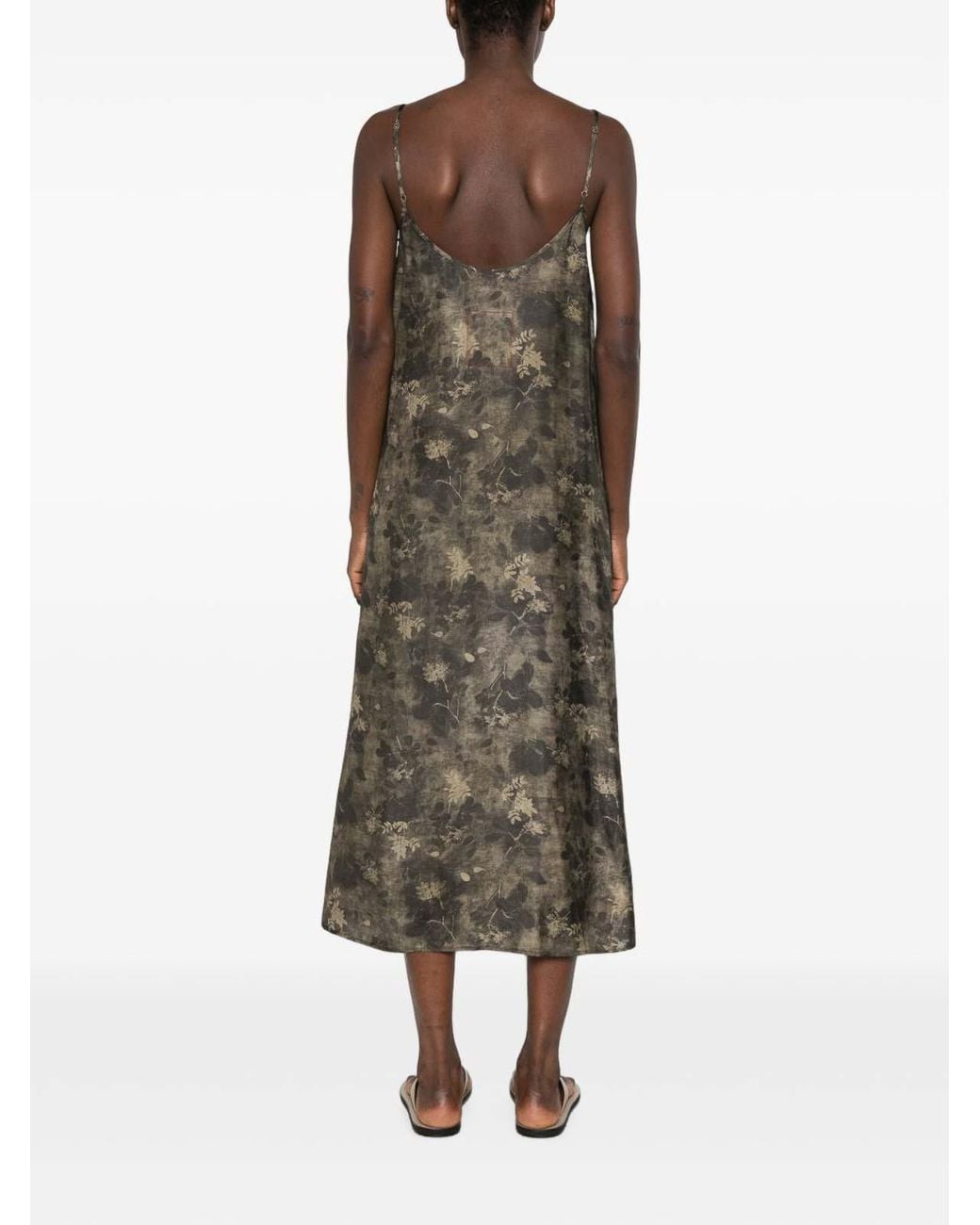 Uma Wang Green Anaya Printed Long Dress
