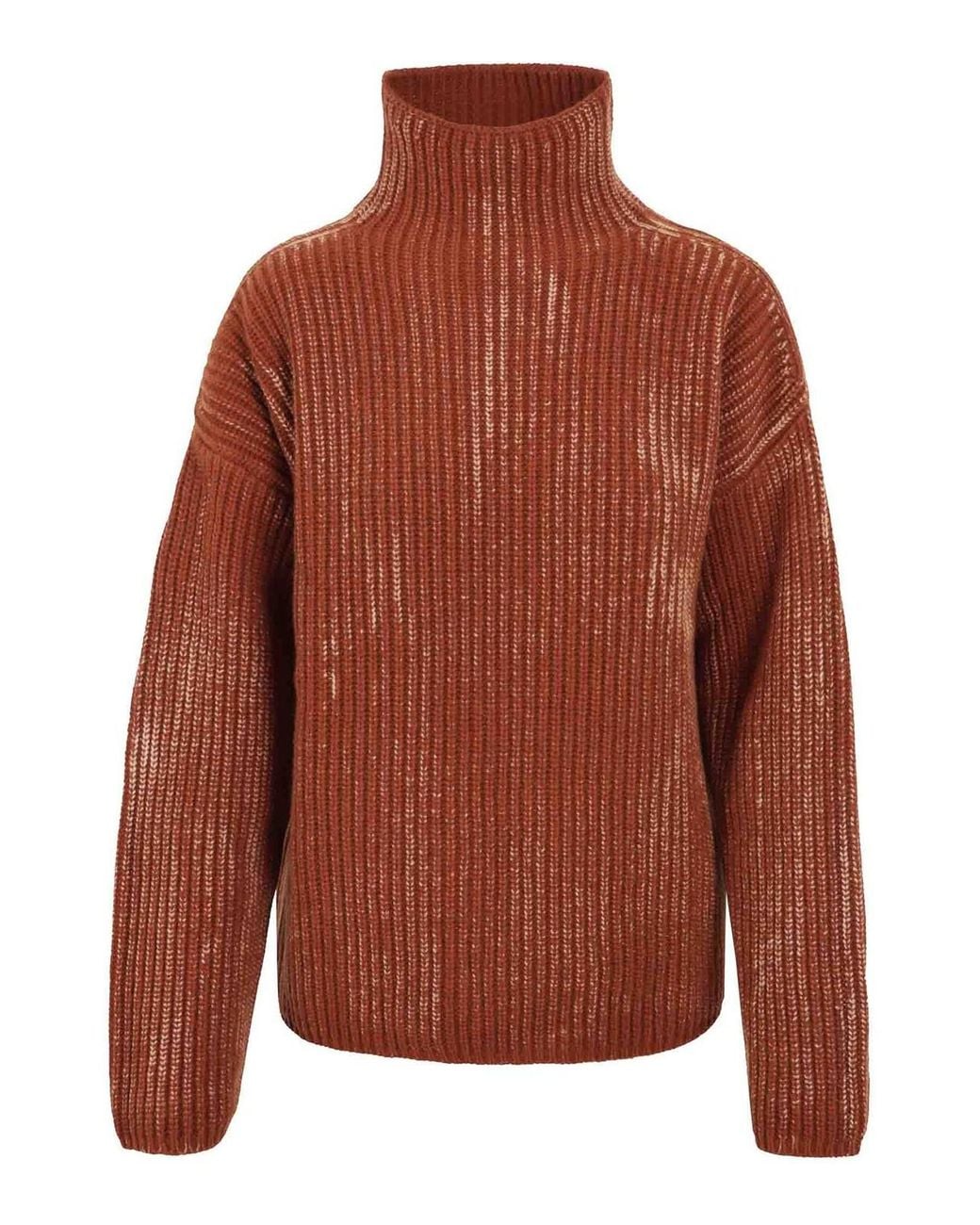 DIESEL Brown Ribbed Turtleneck Sweater