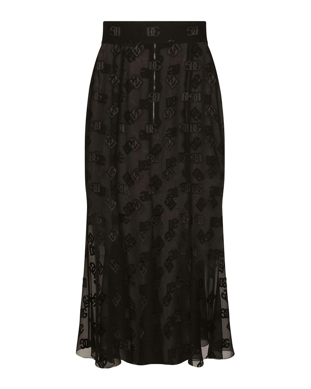 Dolce & Gabbana Black Sheer Effect Silk Skirt