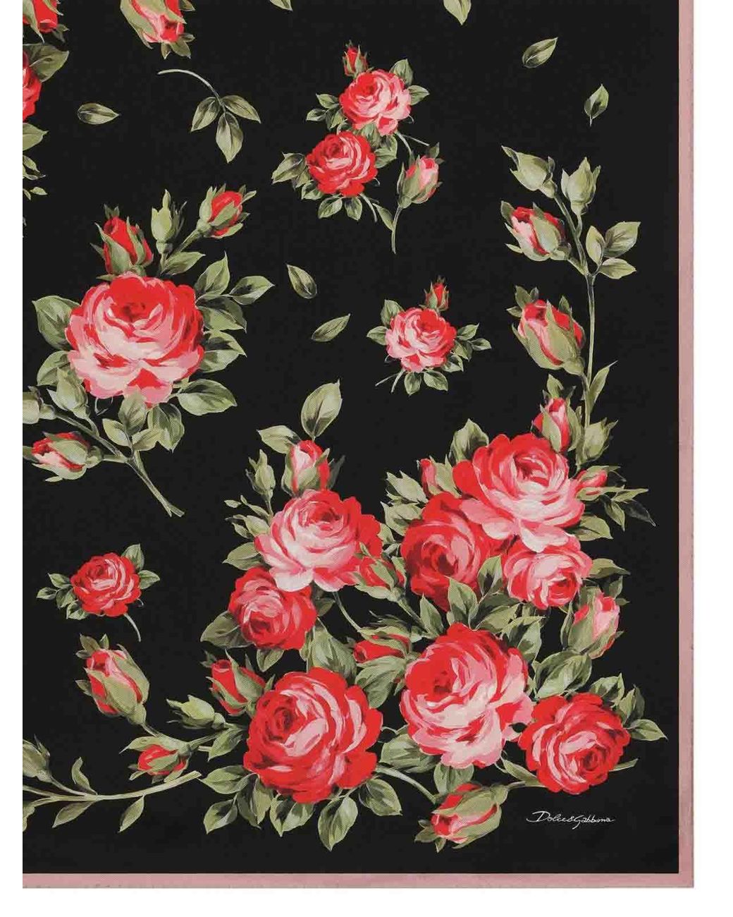 Dolce & Gabbana Red Roses Bouquet Print Silk Foulard