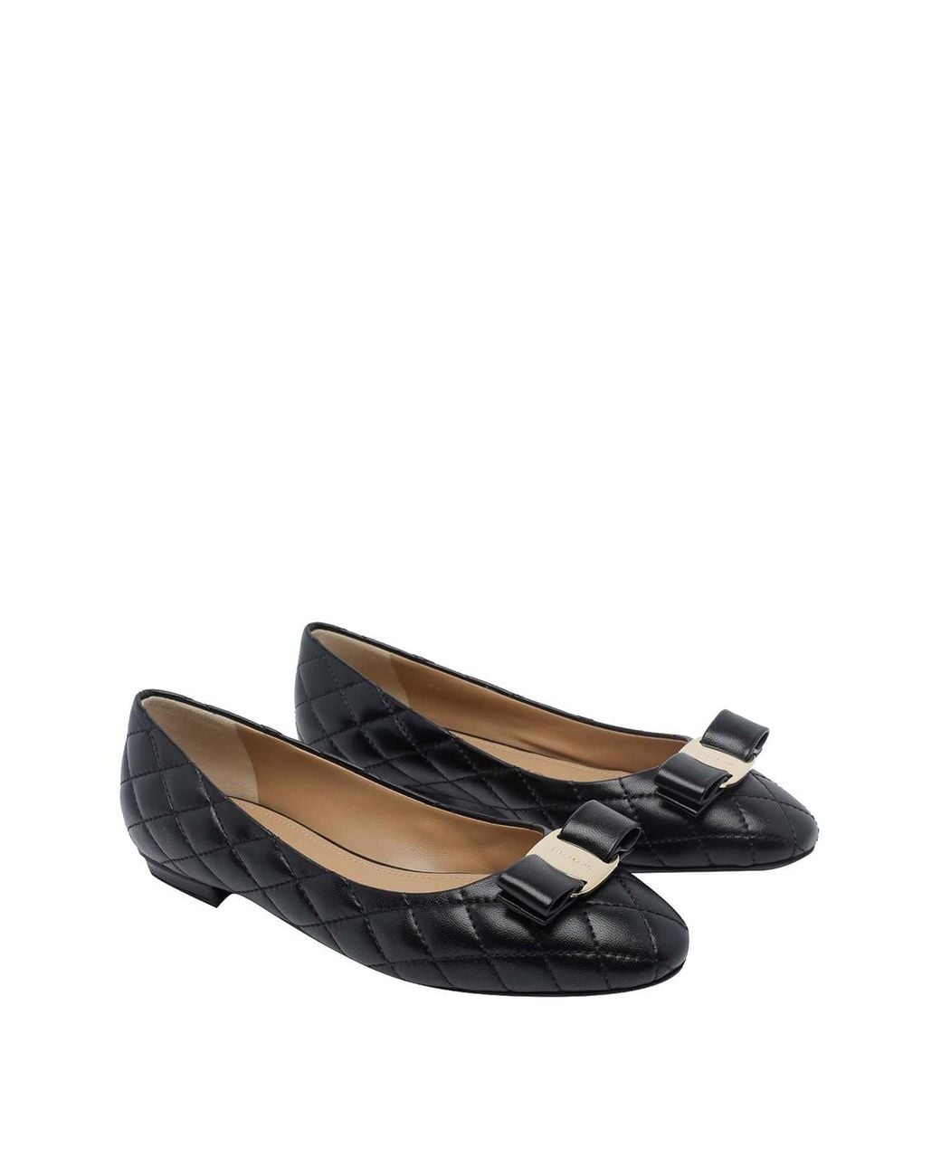 Ferragamo Black Varina Quilt Ballets