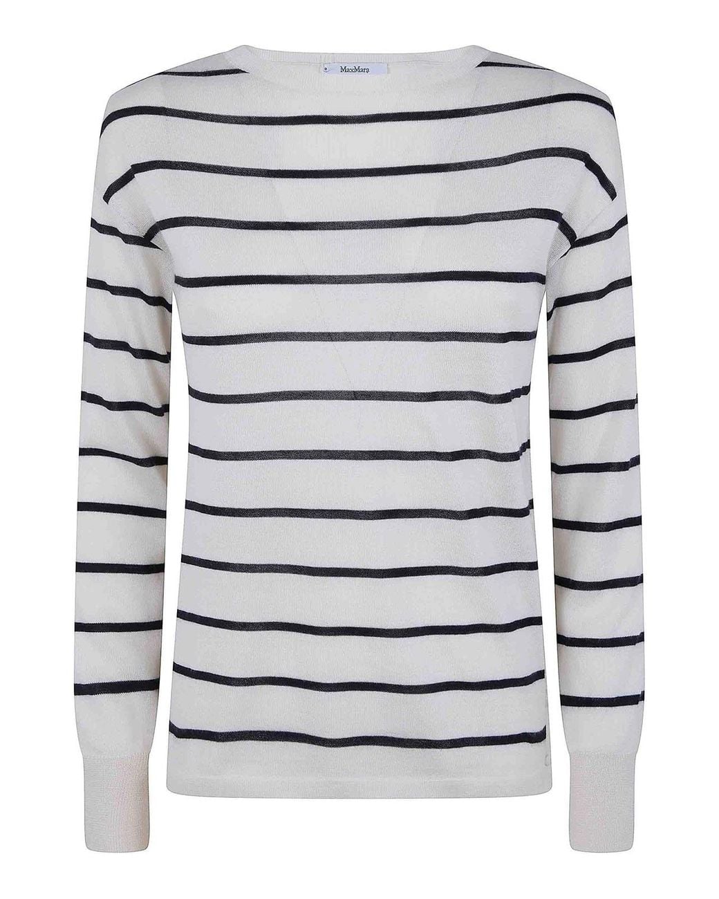 Max Mara Gray Mxptabella Stripes Silk Cashmere Sweater