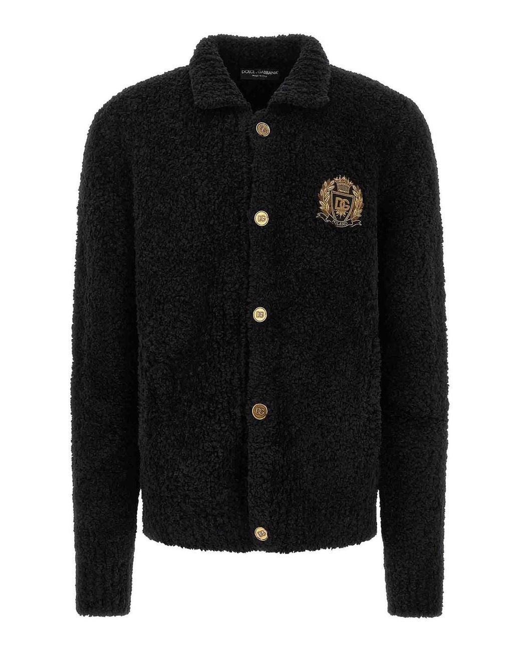 Dolce & Gabbana Black Heraldic Coat Of Arms Cardigan for men