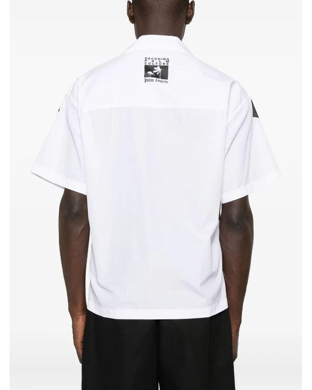 Palm Angels Black Palm Tree-Print Cotton Shirt for men