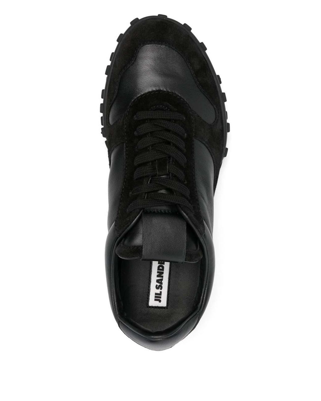 Jil Sander Black Leather Lace-Up Sneakers for men