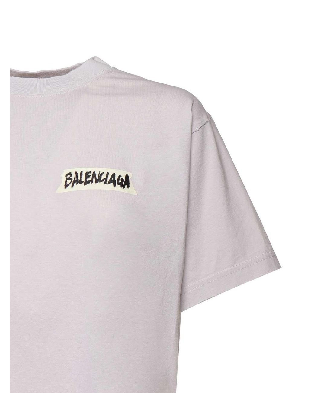 Balenciaga White Round Neck T-Shirt Cotton T-Shirts & Jerseys