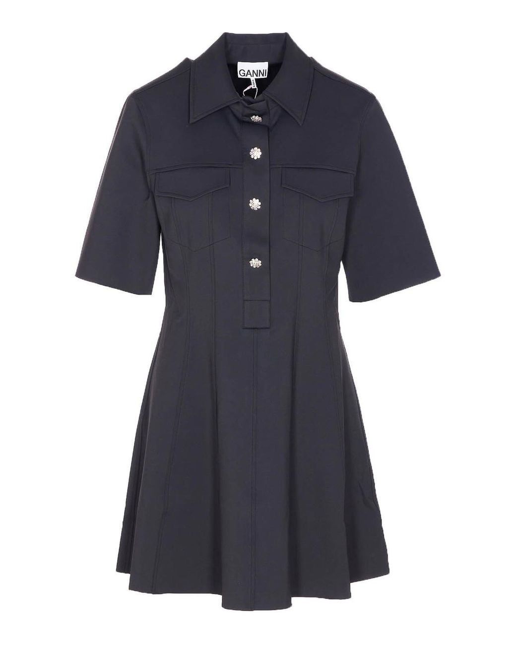 Ganni Blue Scuba Neoprene Dress