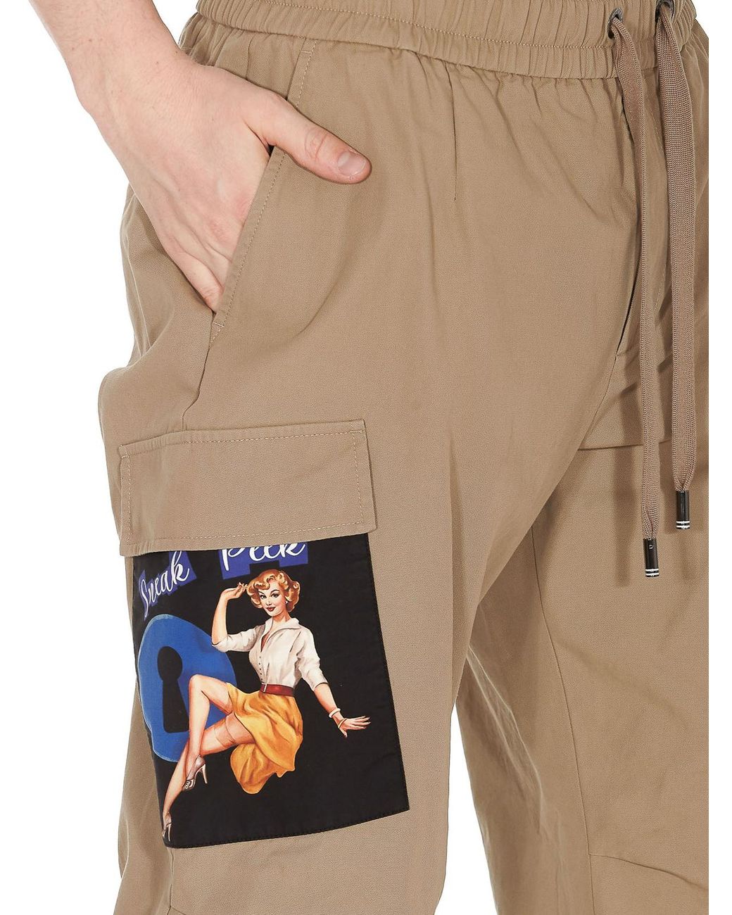 Dolce & Gabbana Natural Pin-Up Print Cargo Trousers for men