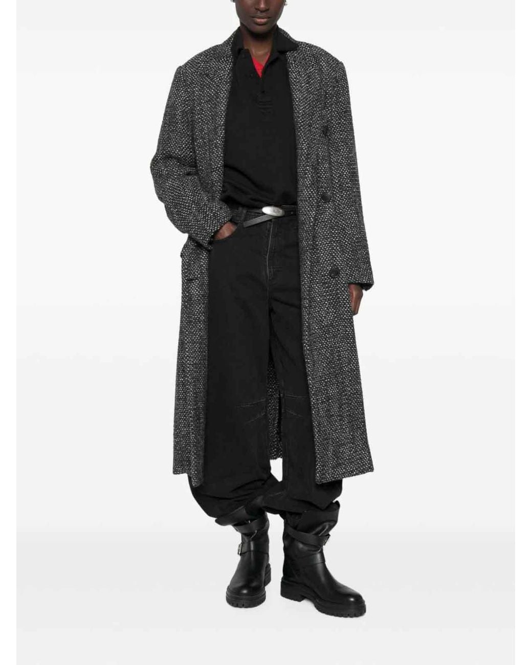 Isabel Marant Gray Pilda Herringbone Wool-Blend Coat