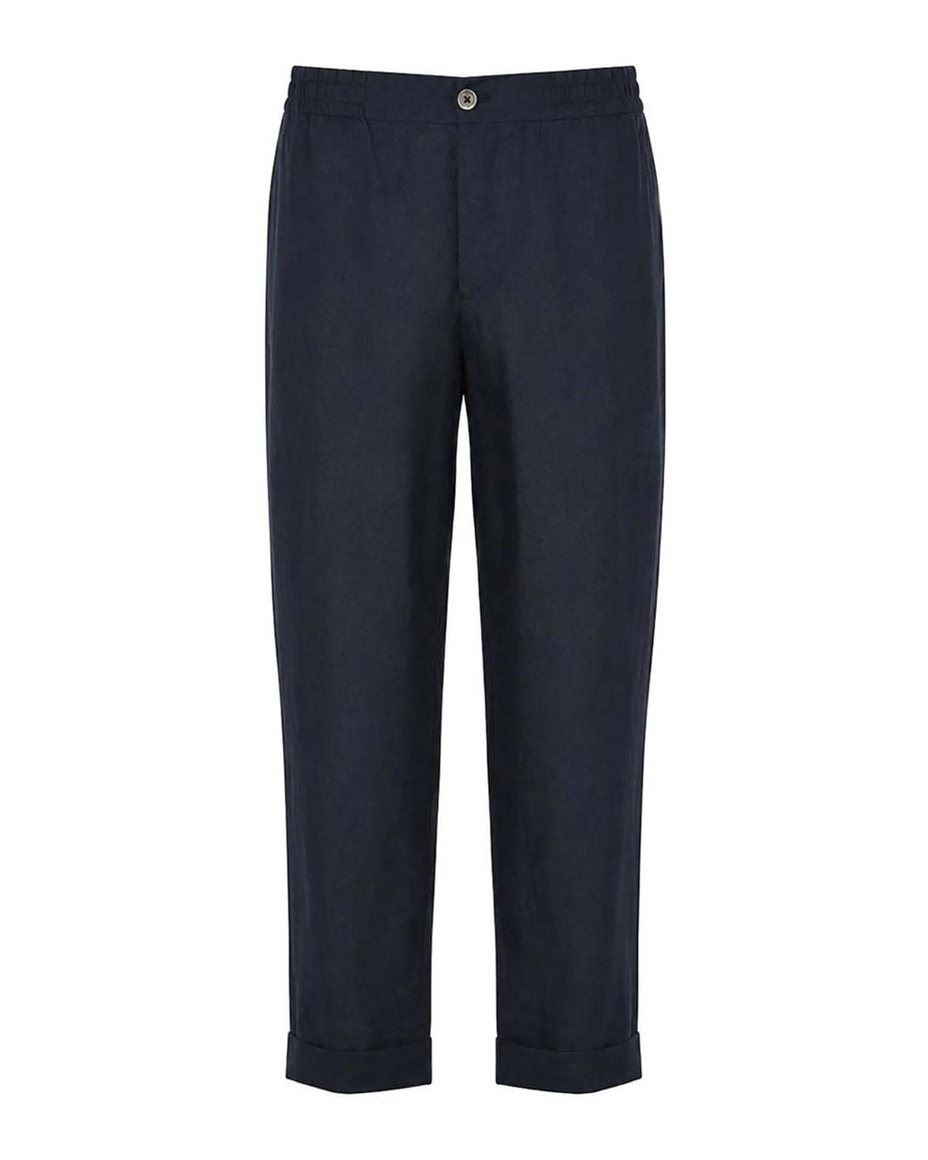 Alpha Studio Blue Linen Trousers for men