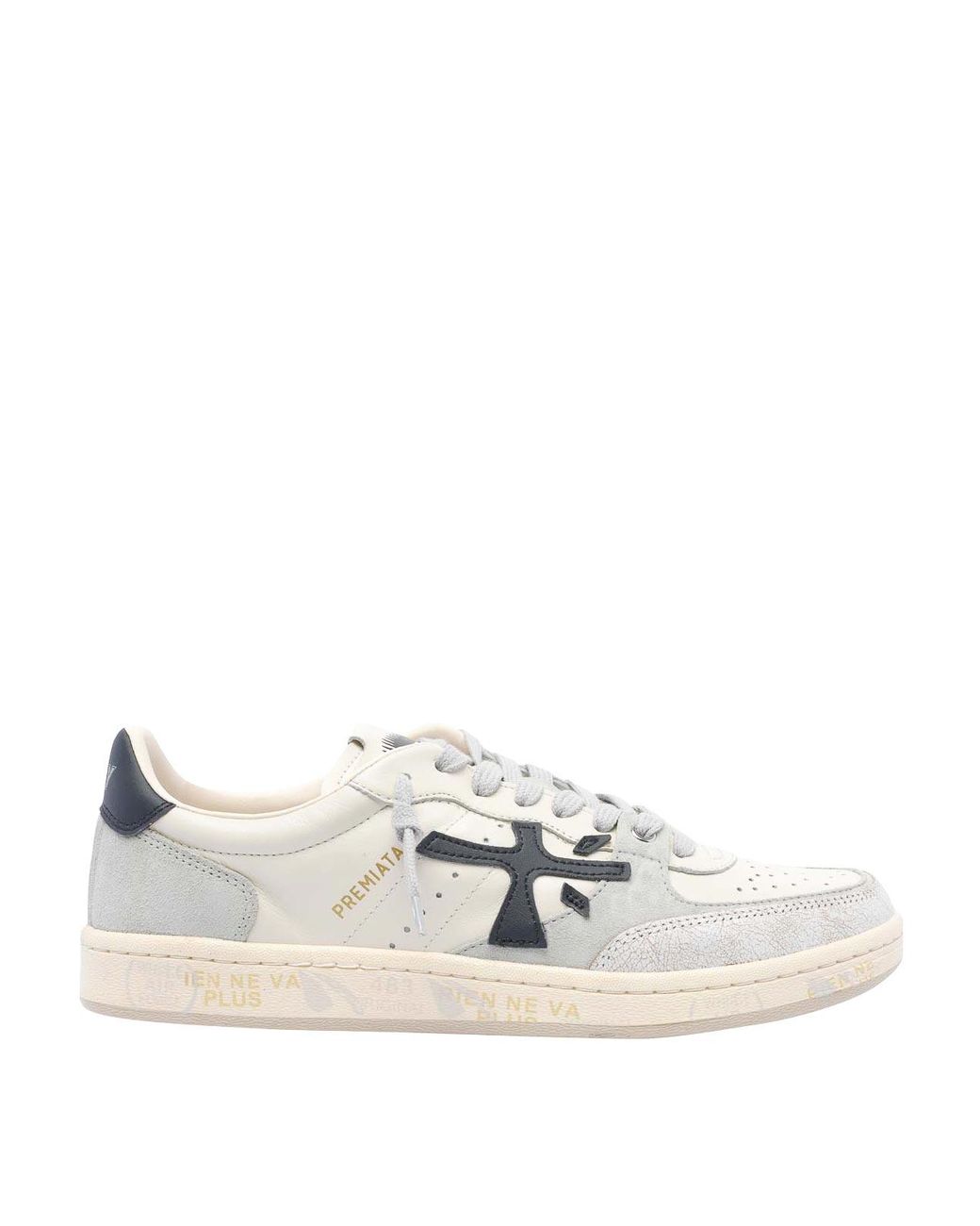 Premiata White Bskt Clay Leather Sneakers for men