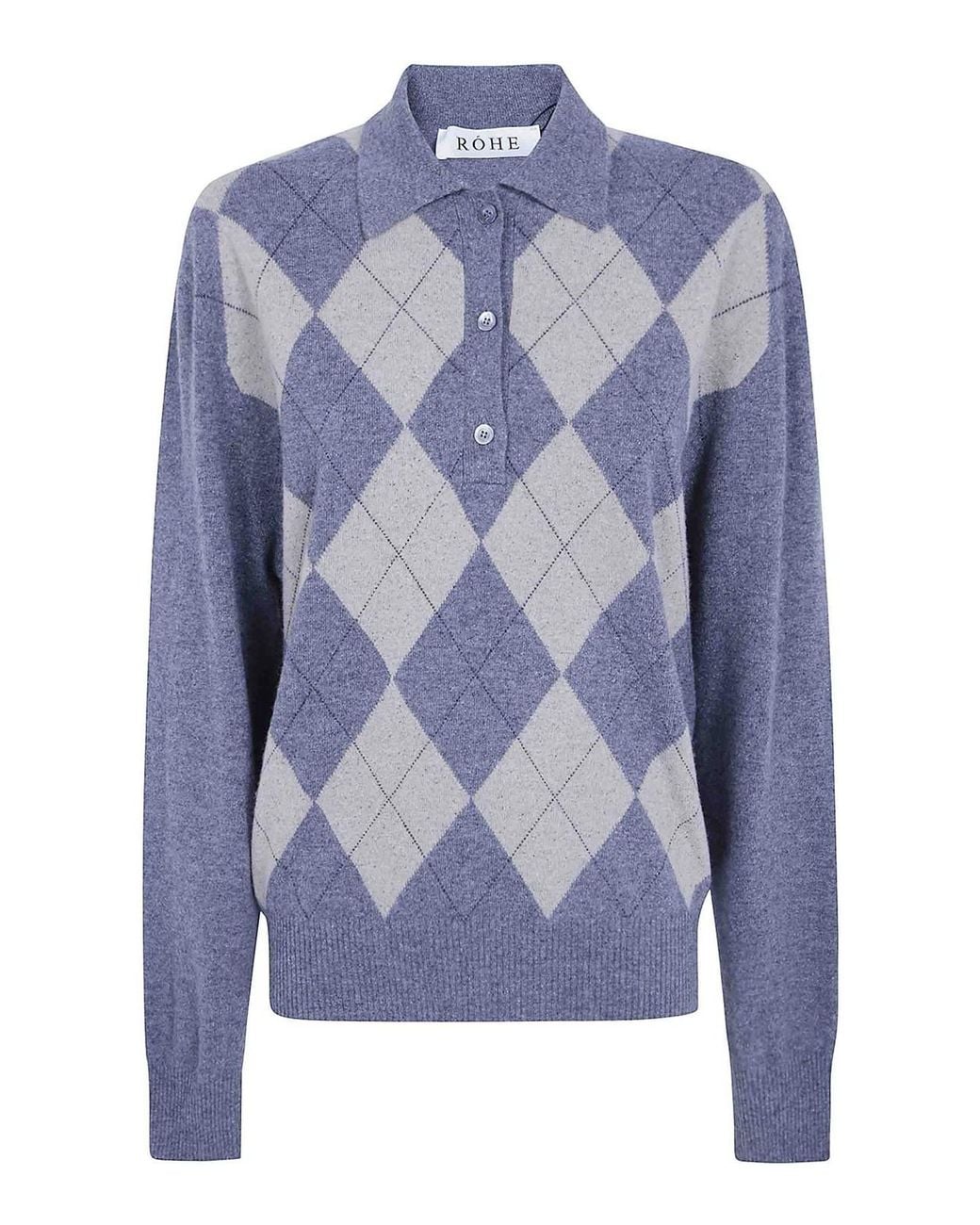 Rohe Blue Argyle Mouline Polo