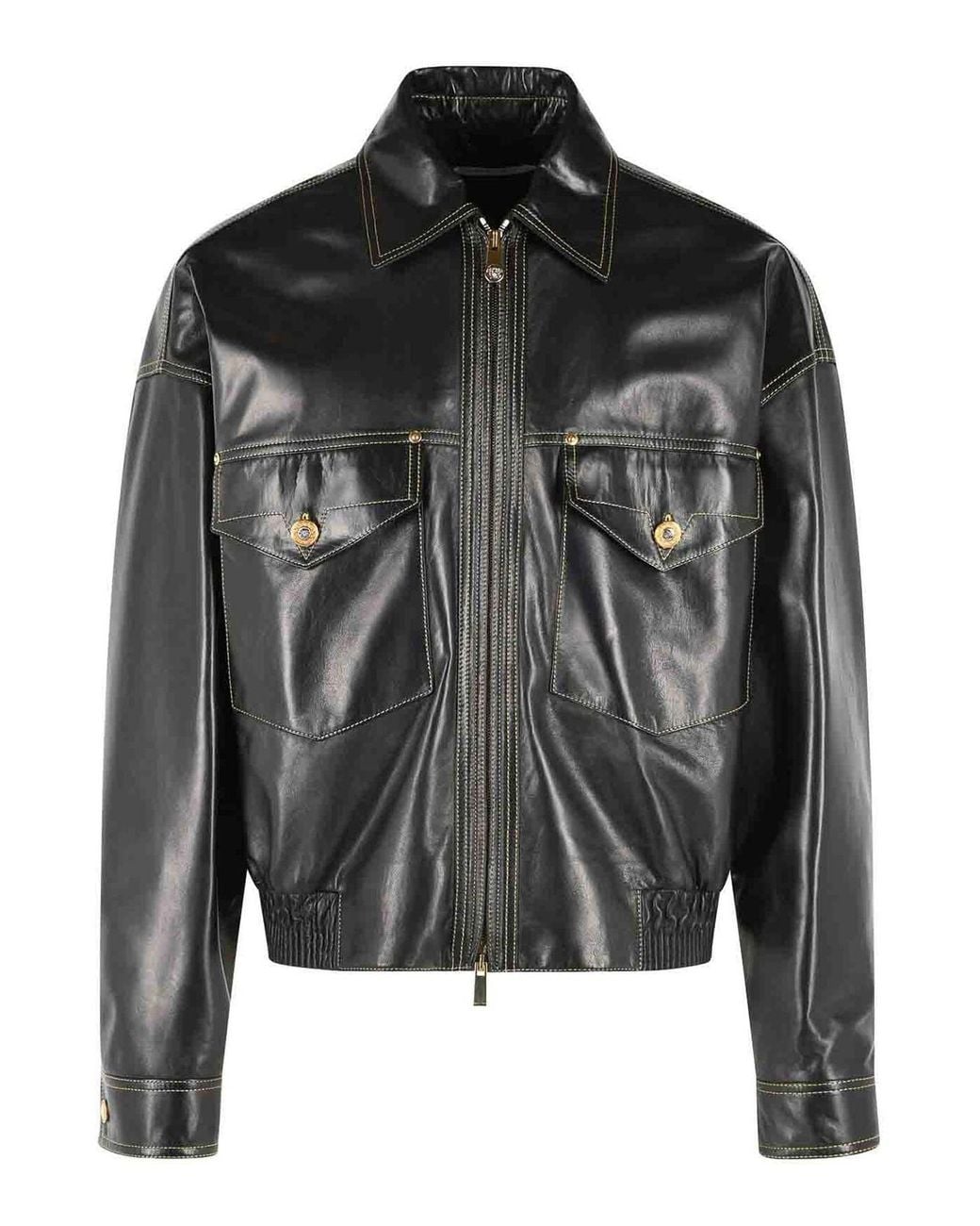 Versace Black Leather Jacket for men