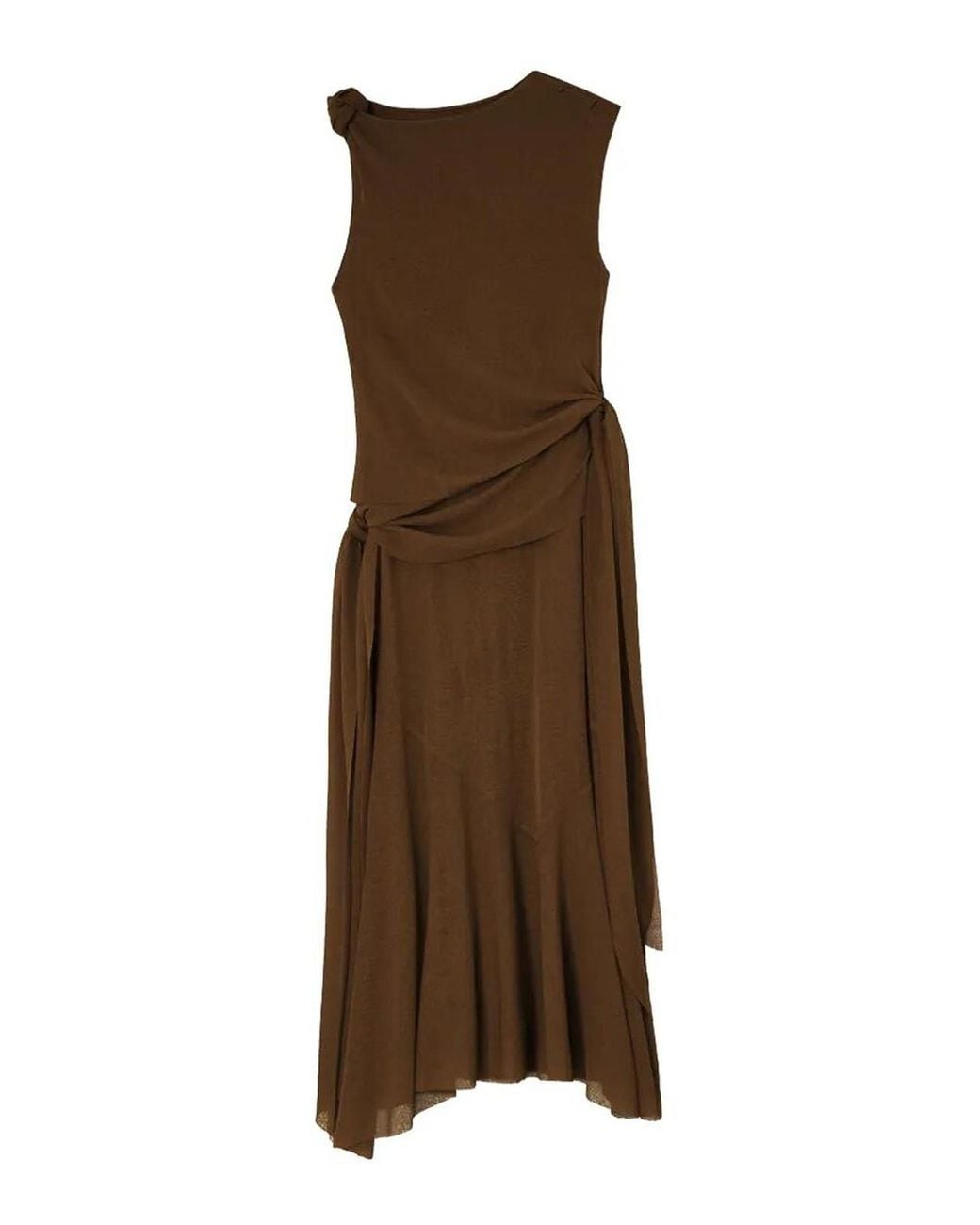 Ganni Brown Marl Mesh Long Dress