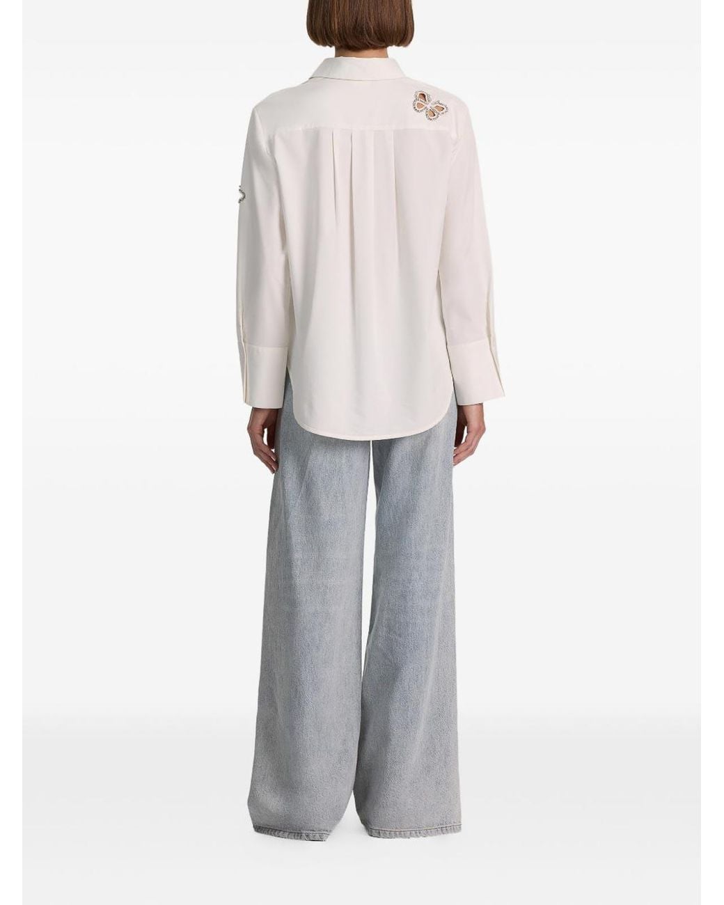 Alice + Olivia White Finely Embellished Shirt