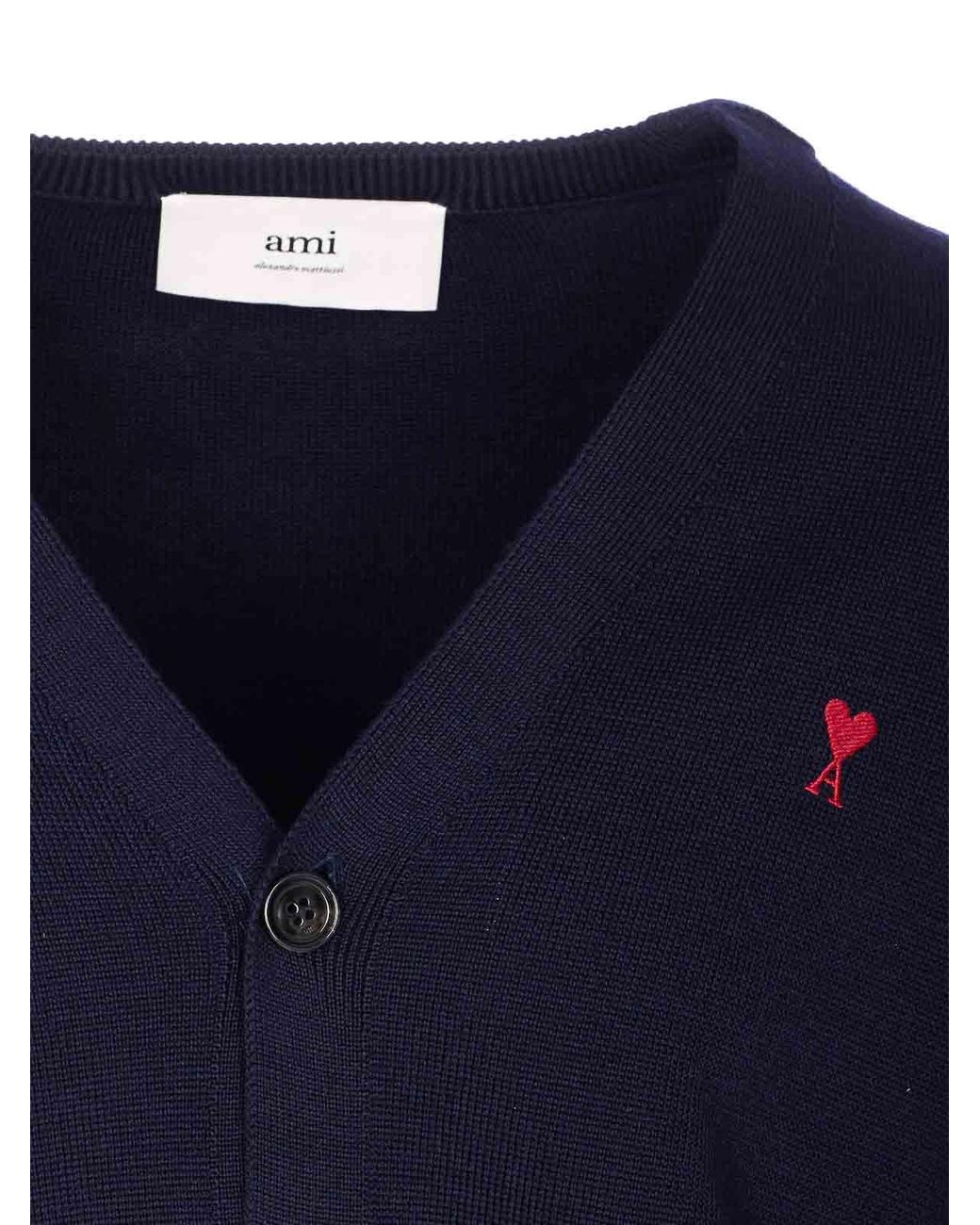 AMI Blue Ami De Coeur Cardigan for men