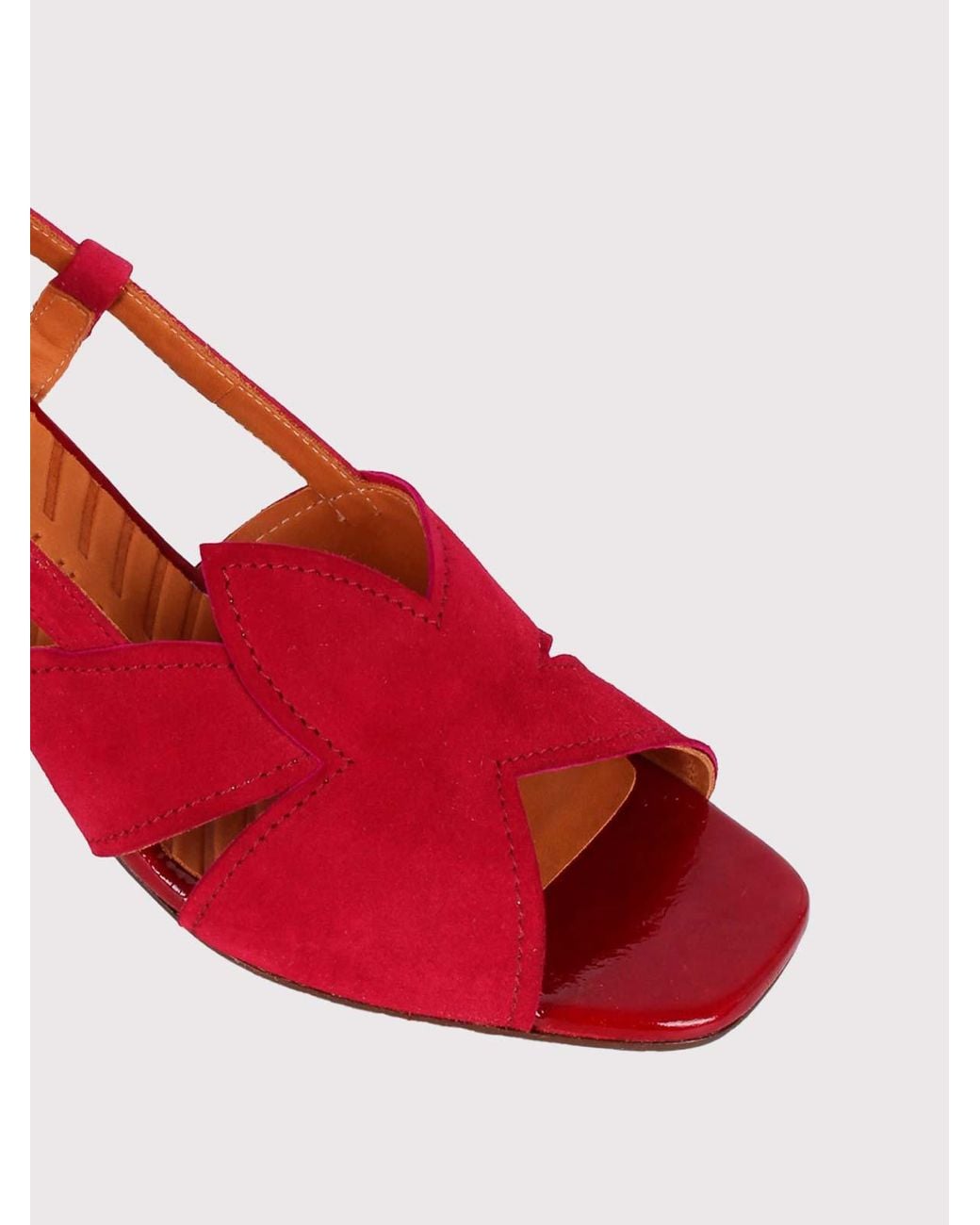 Chie Mihara Red Rutter Sandal With Heel And Buckle