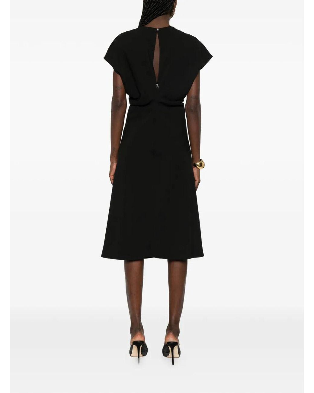 Patrizia Pepe Black Crew-Neck Midi Dress