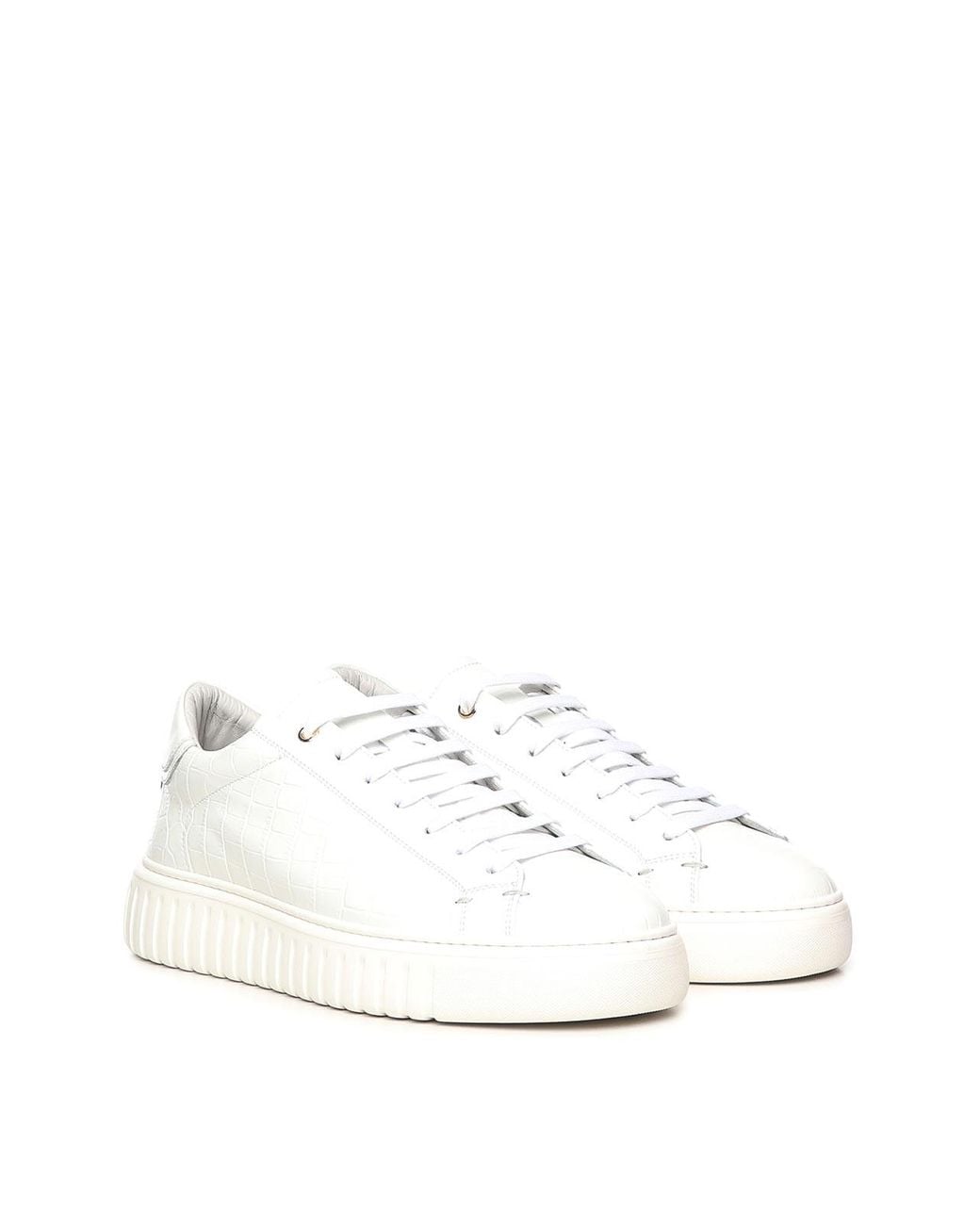 Giuliano Galiano White Mars Crock Leather Sneakers for men