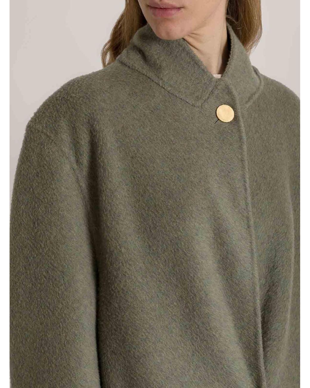 Alberta Ferretti Natural Wool Coat