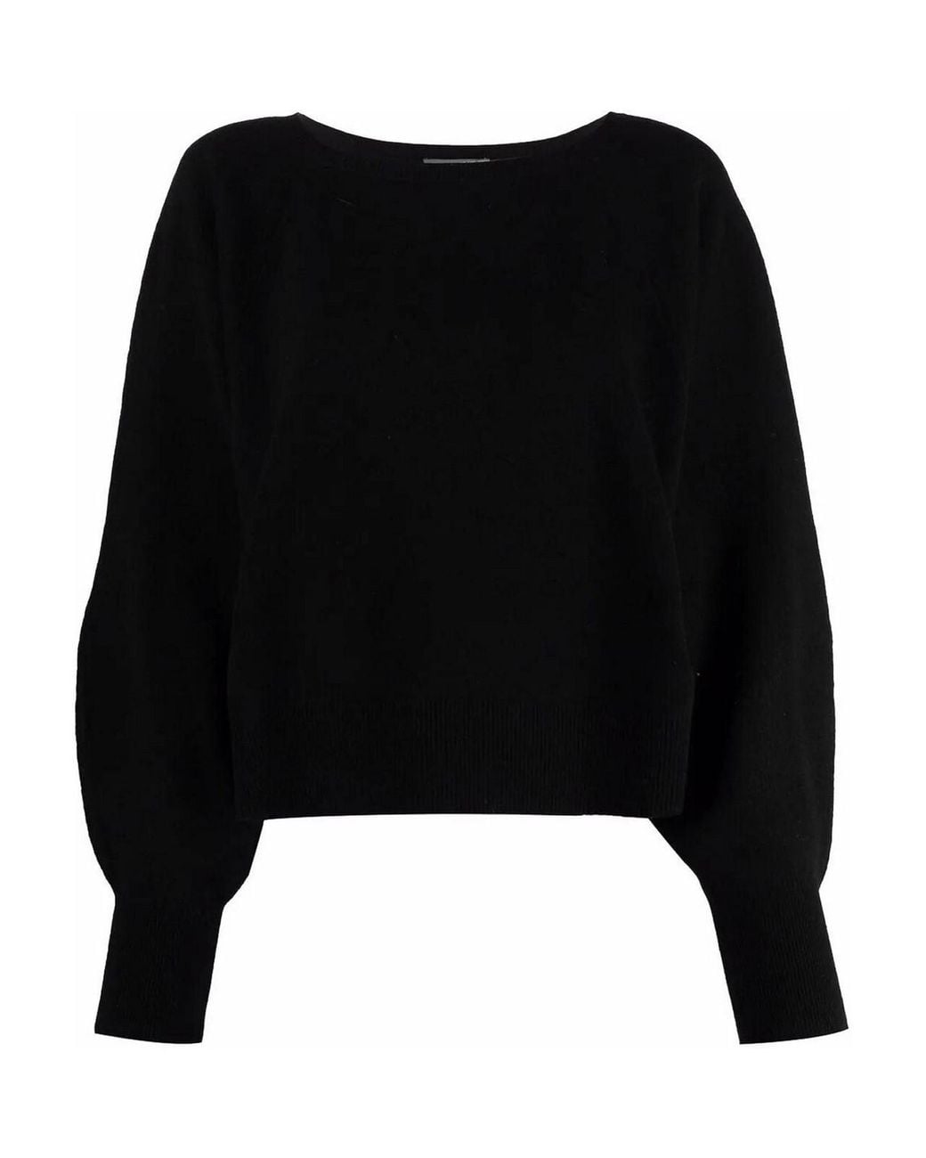 Alberta Ferretti Black V-Neck Ruffled Sweater