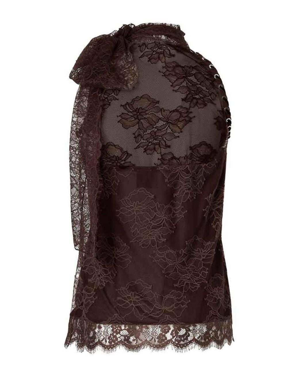 Pinko Brown Skoda Lined Lace Top