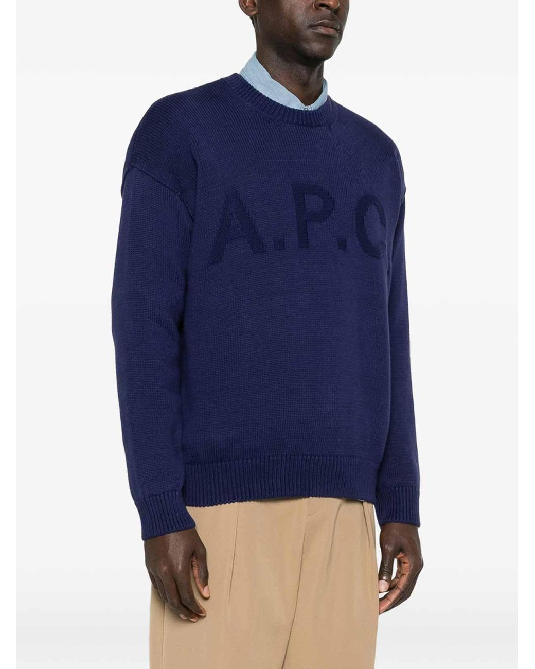 Pull Col Rond A.P.C. pour homme en coloris Blue