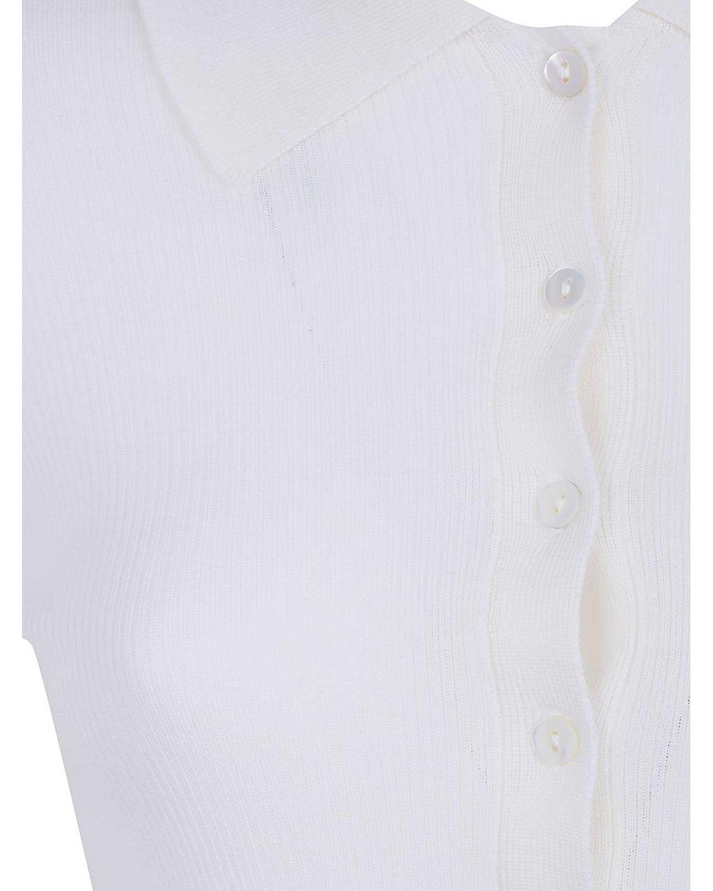 P.A.R.O.S.H. White Wool Polo Neck Sweater