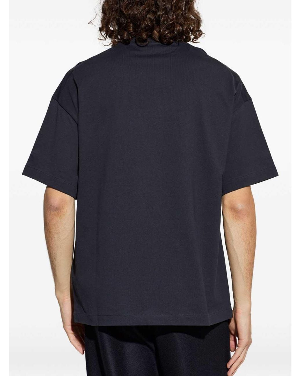 Jil Sander Blue Boxy Cotton T-Shirt With Logo for men