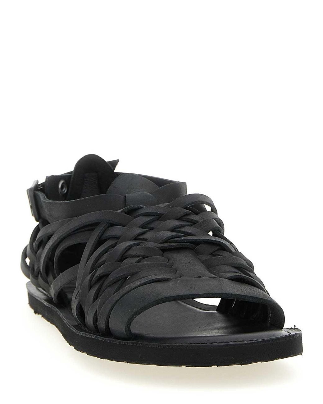 Yohji Yamamoto Black Braided Leather Sandals for men