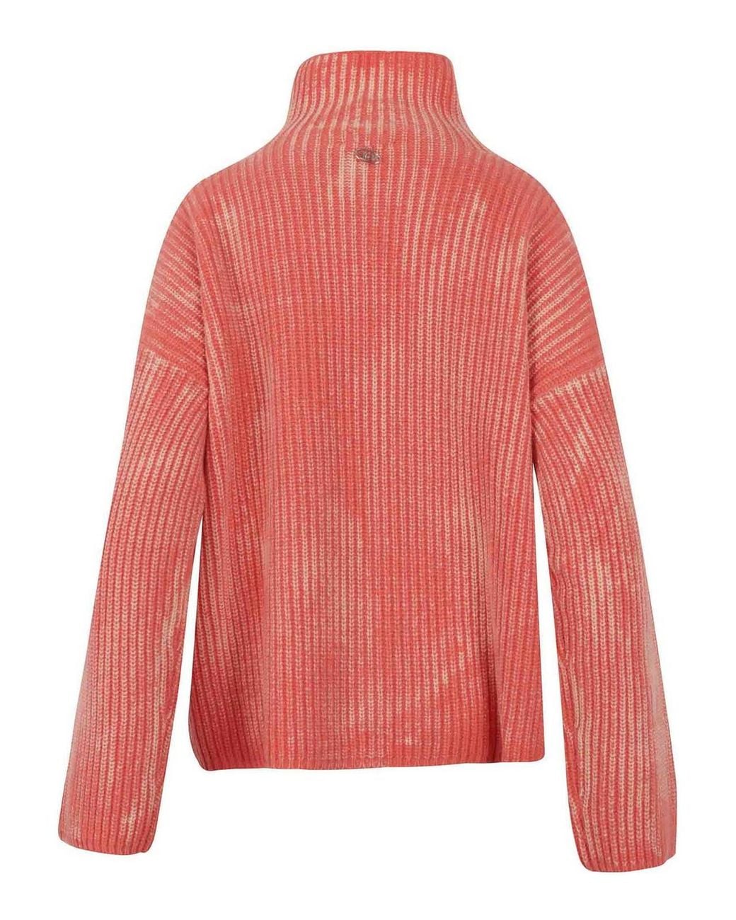 DIESEL Pink Ribbed Turtleneck Sweater