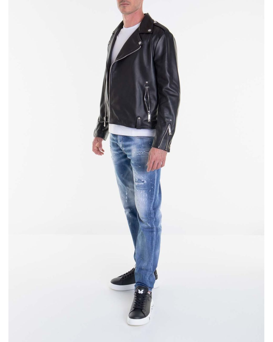 John Richmond Blue Notched Lapel Zip Jacket for men