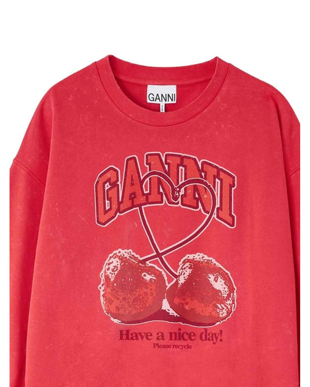 Ganni Red Cherry Organic Cotton Sweater