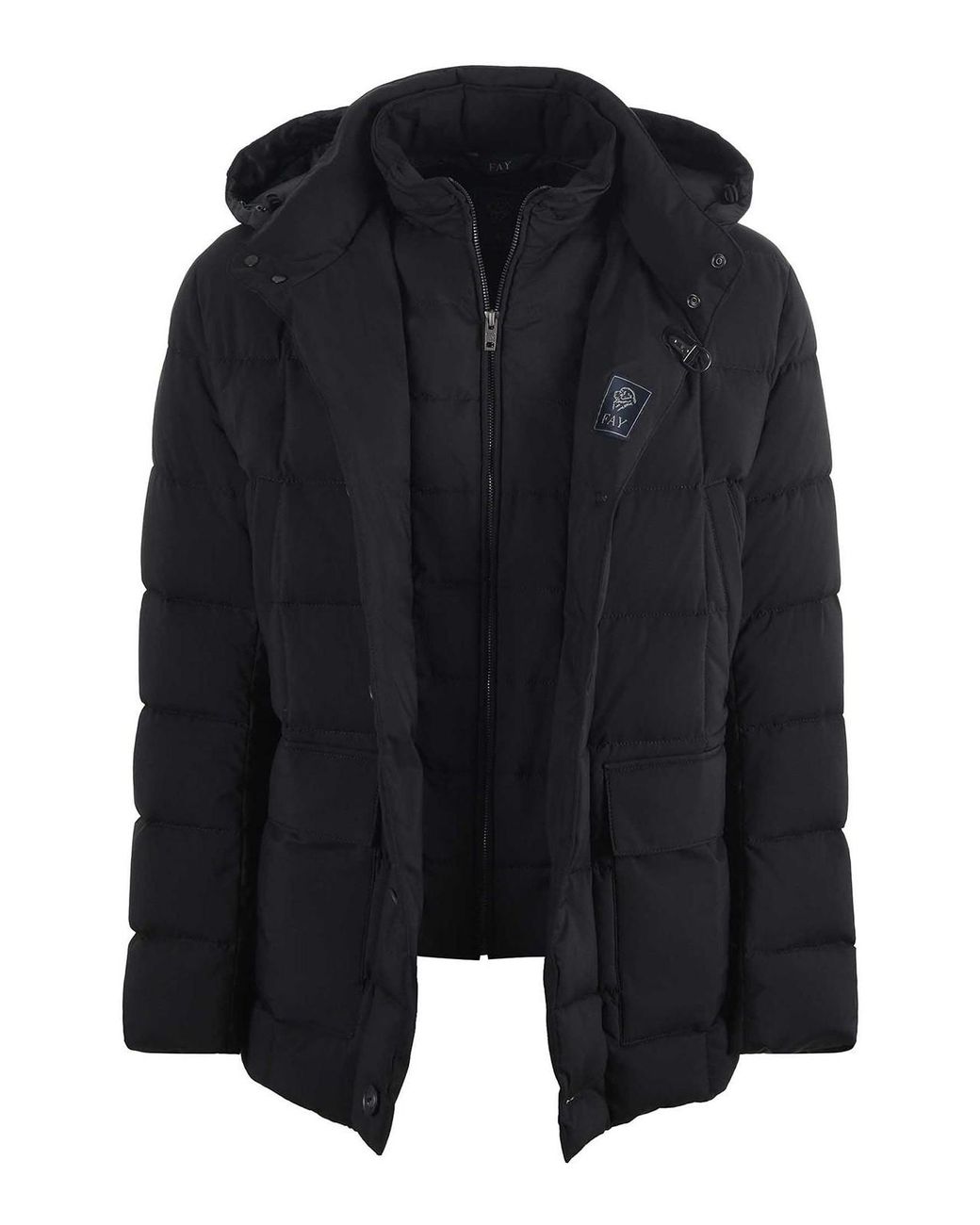 Fay Black Quilted Nylon Down Jacket for men