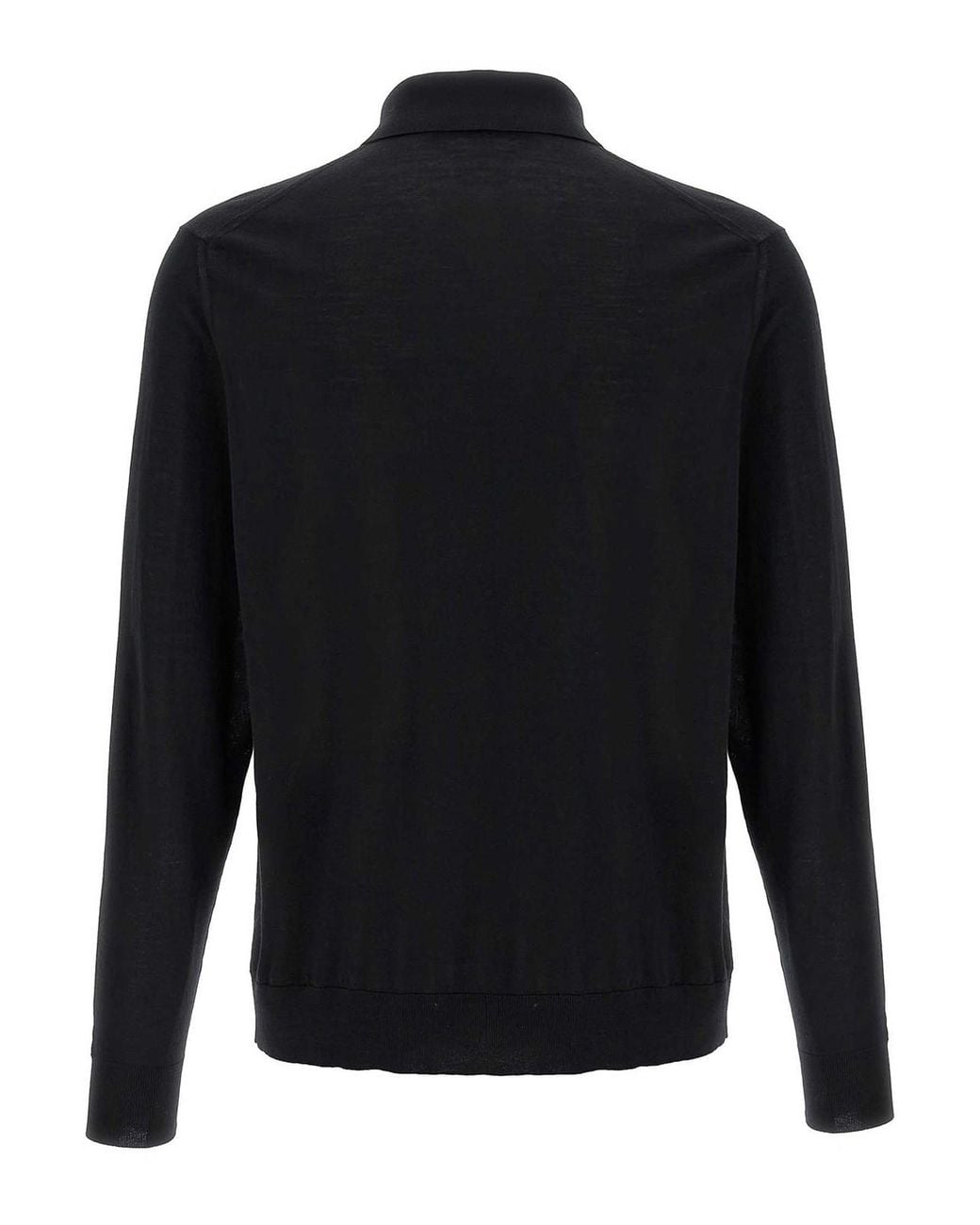 Kiton Black Long-Sleeved Wool Polo Shirt for men