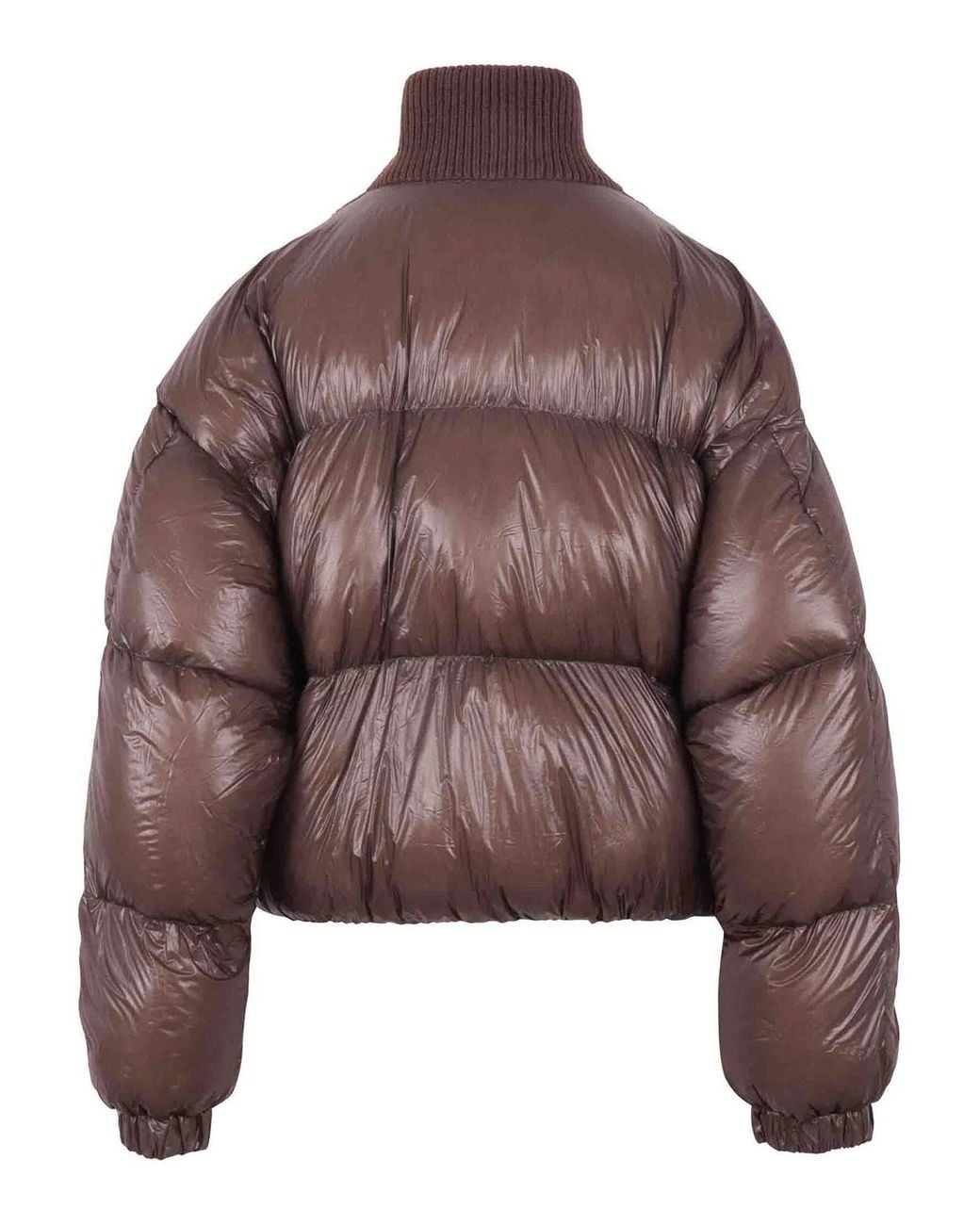 DIESEL Brown Ripstop Down Jacket With Knit Collar