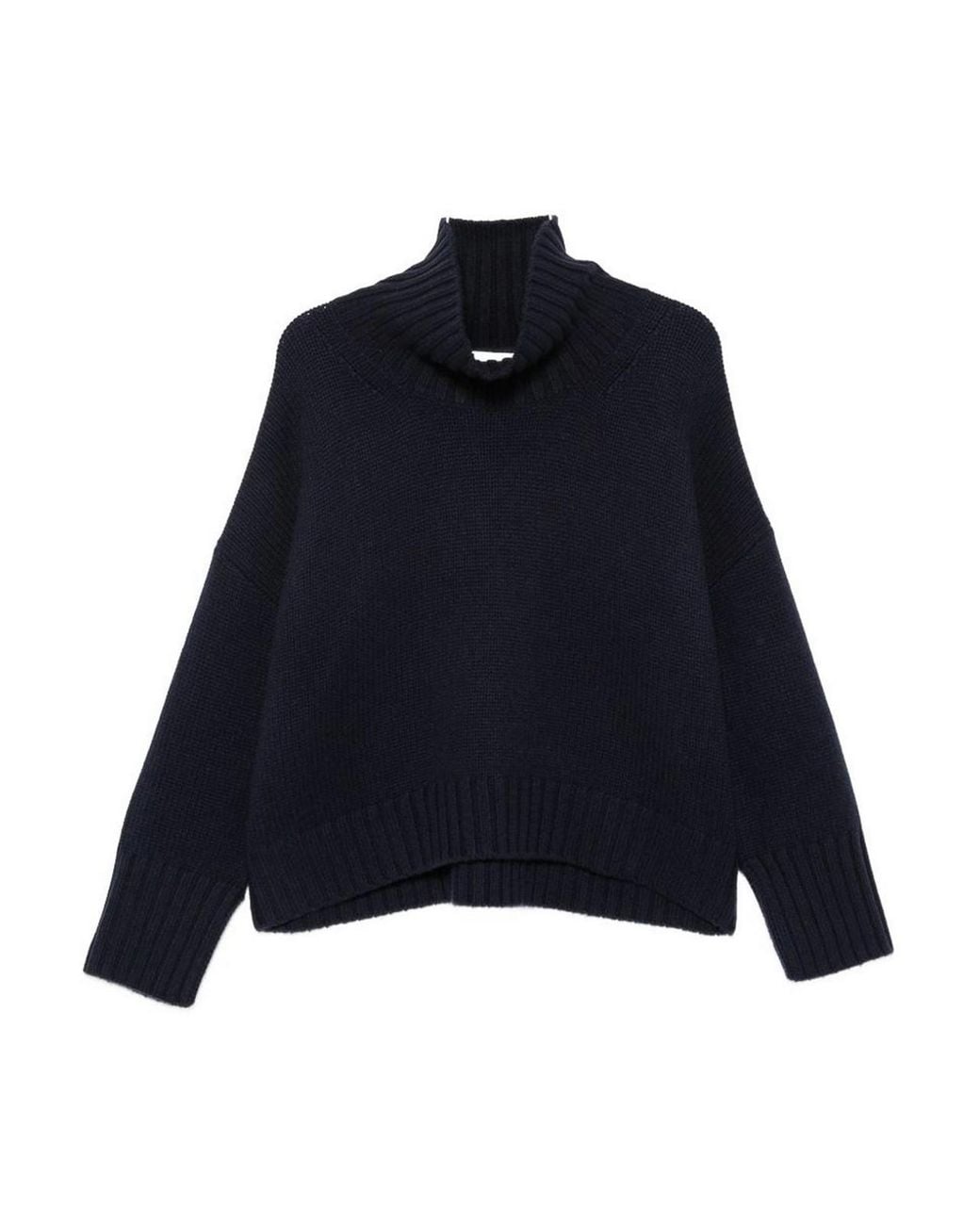 Soft Goat Blue Cashmere Turtle-Neck Sweater